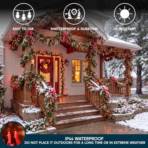 Joiedomi Christmas String Lights Indoor,100 Count Mini Red Light,21.4 FT Lighting Decor for Patio Dorm Classroom Bedroom Holiday Wedding Party Garland Birthday Festival,White Wire