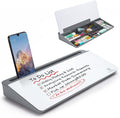 Small Desktop Glass Whiteboard Dry-Erase-Board - Computer Keyboard Stand White Board Surface Pad with Drawer, Desk Organizers with Accessories for Office, Home, School Supplies - Grey