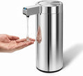 Newise Automatic Soap Dispenser with 3 Adjustable Dispensing Modes, 9 oz Touchless Sensor Stainless Steel, Rechargeable Hand Liquid Soap Dispenser for Kitchen & Bathroom, Chrome Metallic