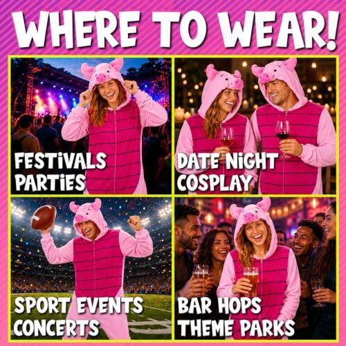 Funziez! Slim Fit Adult Onesie - Animal Costume - Plush Unisex Halloween One Piece Cosplay Suit for Women and Men
