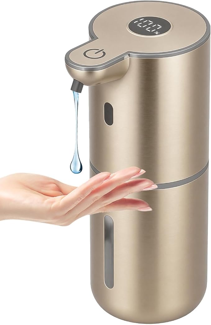OHIFAST Automatic Liquid Soap Dispenser Touchless, USB Rechargeable Smart Hand Soap Dispenser, 6-Level Adjustable, 12.8oz/380mL Wall Mounted for Bathroom Kitchen Accessories Dish Soap-Gold