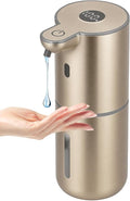 OHIFAST Automatic Liquid Soap Dispenser Touchless, USB Rechargeable Smart Hand Soap Dispenser, 6-Level Adjustable, 12.8oz/380mL Wall Mounted for Bathroom Kitchen Accessories Dish Soap-Gold