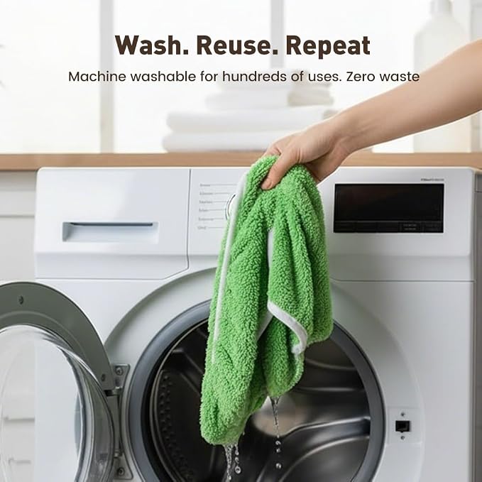Reusable Mop Pads, Reusable Microfiber Mop Pads Compatible with Sweeper Mops, Replacement Wet Mopping pad Refills & Washable Dry Sweeping Cloths for Surface/Hardwood Floor Cleaning (Green-3PCS)