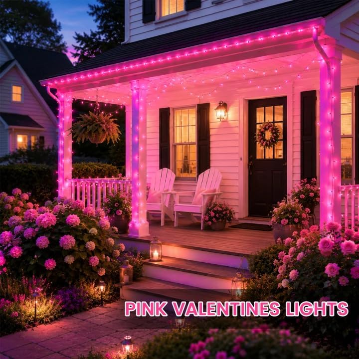 2 Pack 200 LED Battery Operated String Lights, Twinkle Fairy Lights Pink