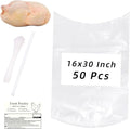 Large Turkey Shrink Bags 50Pcs 16x30In Chicken Bags Heat Shrink for Freezer | with Zip Ties, Label and Silicone Straw for Turkey, Chickens, Rabbits