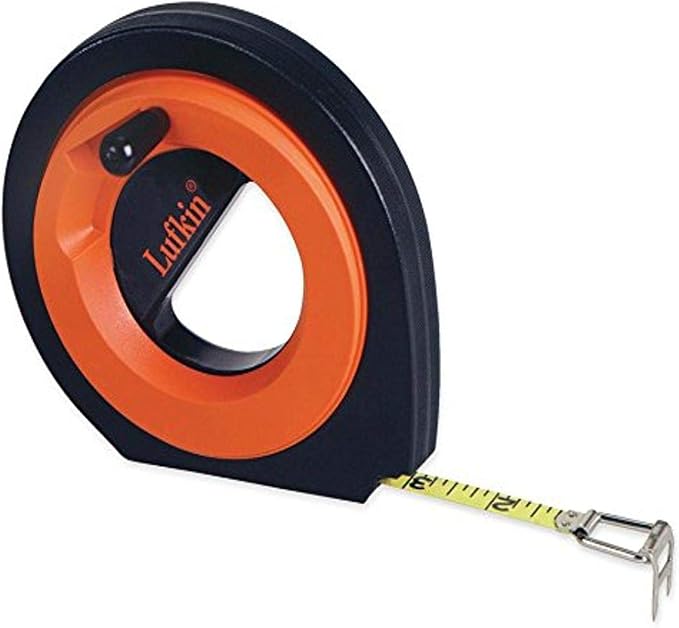 Crescent Lufkin 3/8" x 50m/164' Hi-Viz® Orange Speedwinder® SAE/Metric Yellow Clad Dual Sided Long Steel Tape - HYT50CME