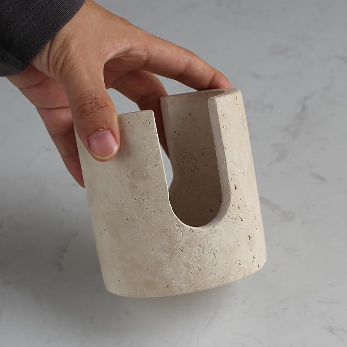 Natural Travertine Marble Sponge Holder for Kitchen Sink, Drying Rack, Compact Sink Caddy Organizer - Beige Travertine