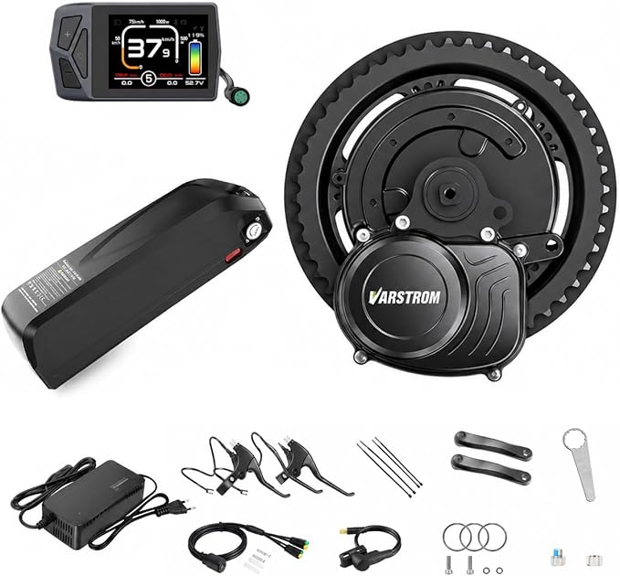 TSDZ2B 48V 500W Mid Drive Kit with EKD01 Display and Ebike Battery | Tong-sheng Electric Bike Conversion Kit for 68-73mm Bottom Bracket, Speed and Torque Sensored E-Bike Motor