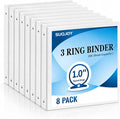 Durable 1 inch 3 Ring Binder White 8 Pack, PVC-Free Clear View Binder with 2 Interior Pockets, Holds 200 Sheets of 8.5" x 11" Paper for Teachers, Back to School,Home Office & Organization