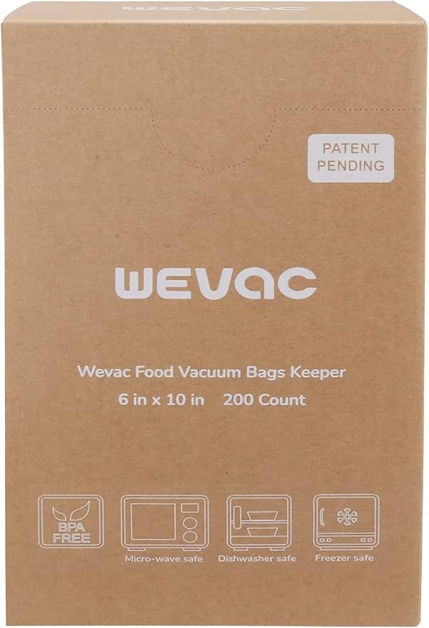 Wevac 6” x 10” 200 Count Food Vacuum Sealer Bags Keeper, PreCut Pint, Ideal for Food Saver, BPA Free, Commercial Grade, Great for storage, meal prep and Sous Vide (Pack of 2)