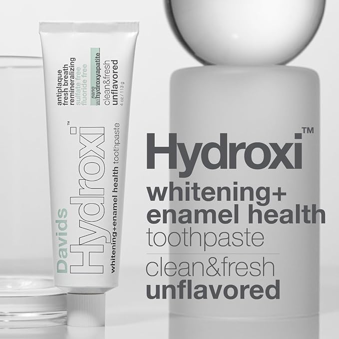 Davids Nano Hydroxyapatite Remineralizing Fluoride Free Unflavored 4oz | Whitening + Enamel Health, SLS Free, Antiplaque, Fresh Breath, Made in USA, Nano-Hydroxyapatite Toothpaste