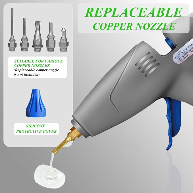 Full Size Hot Glue Gun, MONVICT 120W&80W Glue Guns Dual Temp Large Industry Glue Gun, Corded Detachable Cord Use Stand-Up Base Anti-drip Hot Melt Glue Gun with 12 Glue Sticks for Art DIY Craft Repair | Corded Detachable Cord Use Stand-Up Base Anti-drip...