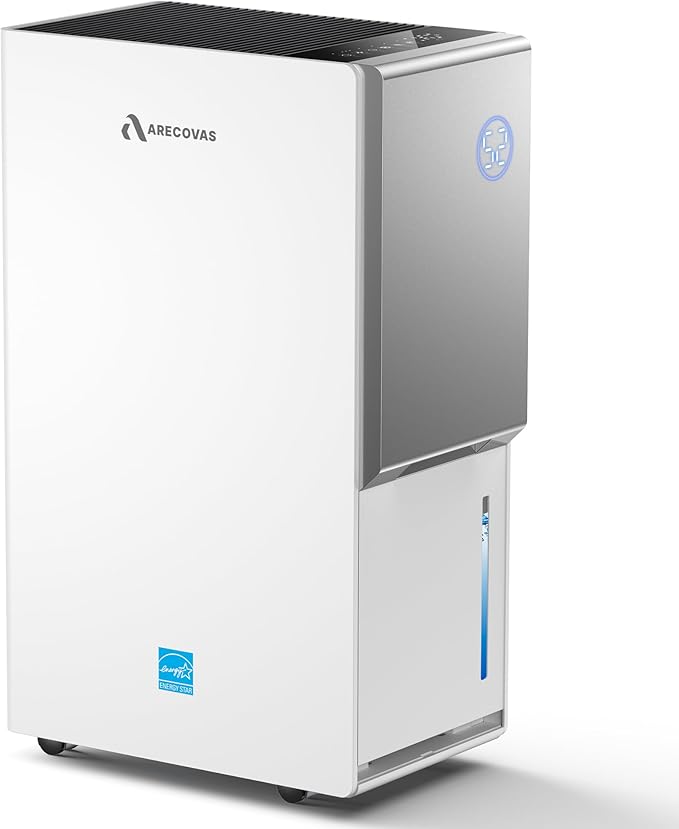 5500 Sq.Ft Energy Star 2025 Dehumidifier, Arecovas Max 105 Pint/Day Smart Compressor Dehumidifier with Drain Hose, Intelligent Humidity Control for Home Bathroom Garage Bedroom