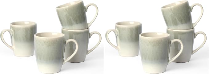 famiware Coffee Mugs Set, 13 oz Mug Set of 4, Stoneware Cups for Latte, Hot Tea, Mocha, Cocoa, Cappuccino, Microwave and Dishwasher Safe, Glacier Series, Sage Green (Pack of 2)