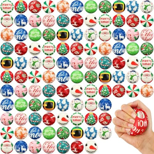 Yunsailing 108 Pcs Christmas Mini Sensory Fidget Ball 2.4" Relief Toys