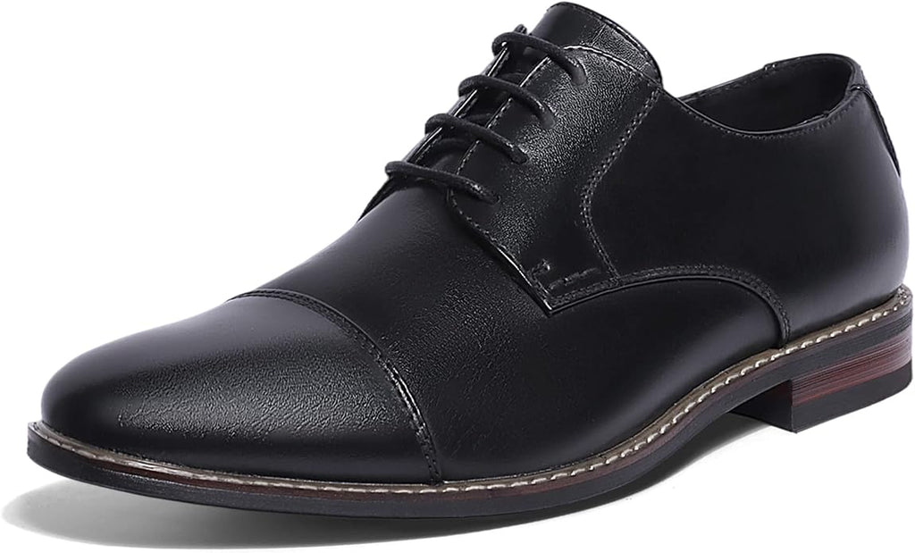 Mens Classic Cap Toe Dress Shoes Oxford for Office | Polished PU Outer Shell,Ventilated Comfortable Latex Insole. Formal Footwear Suited for Office Engagements ,Outings,Weddings
