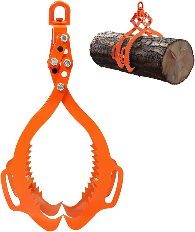VEVOR Log Lifting Tongs 32in, 4 Serrated Claw Hook Log Tongs, Heavy Duty Steel Swivel Dragging Tongs, 2200LBS Log Grapple with Handles, Lumber Log Skidding Tongs for Tractors, Trucks, Forklifts, ATVs