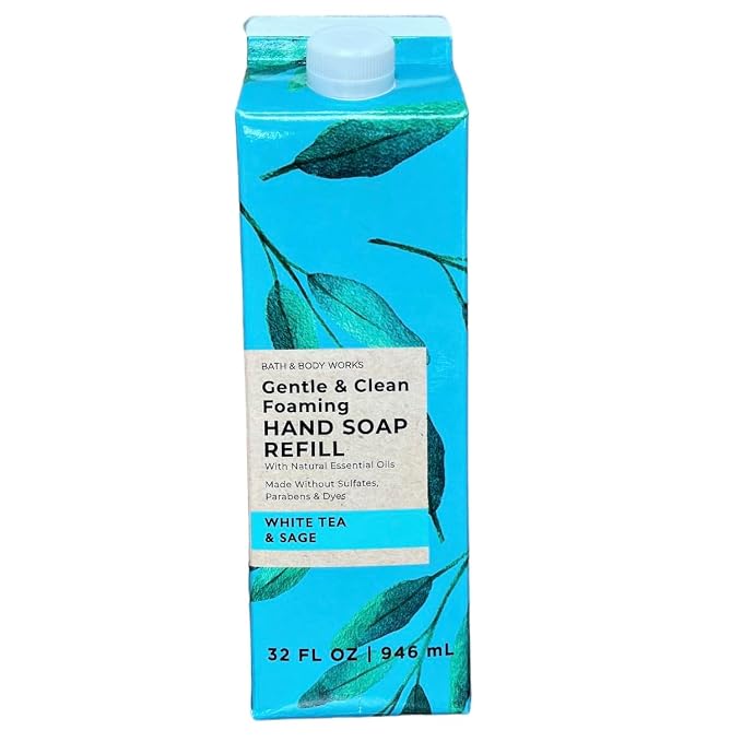 Bath & Body Works White Tea & Sage Refill Gentle & Clean Foaming Hand Soap, 32 fl. oz. (White Tea & Sage), Blue