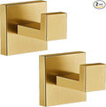 Towel Hooks for Bathrooms, Brushed Gold Towel Hook for Kitchen Bathroom, SUS304 Stainless Steel Coat Hook, Heavy Duty Towels Holder Hooks for Hanging，2 Packs