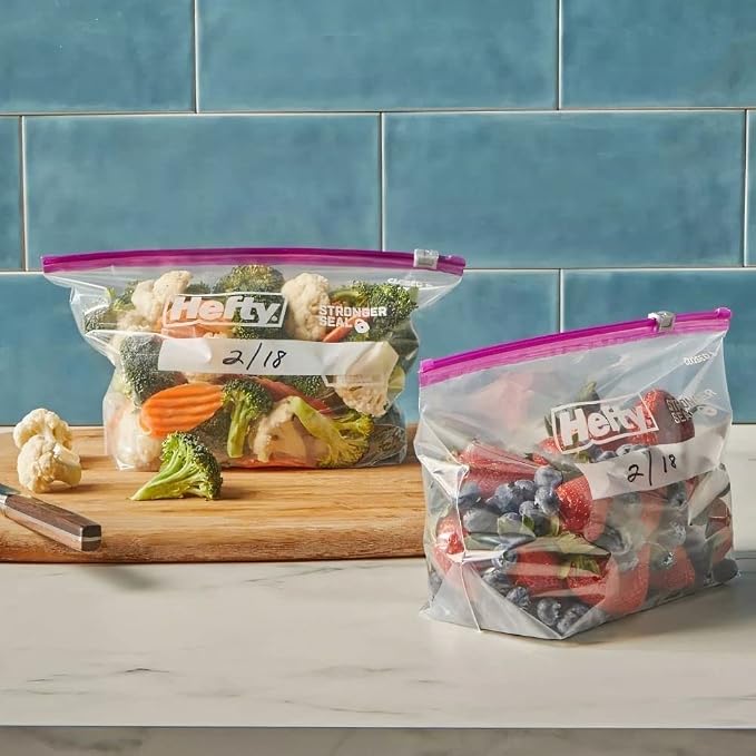 Hefty Slider Storage Bags, Half Gallon Size, 32 Count (Pack of 4)