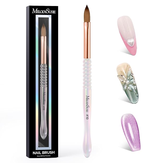 MelodySusie Kolinsky Acrylic Nail Brush, 80% Pure Kolinsky Hair, Professional Nail Brush for Acrylic Powder Nail Extension and 3D Nail Carving, Nail Art Tools for DIY Home Salon, Size 10