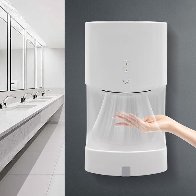 Commercial Automatic Hand Dryer, Wall-Mounted Air Wiper with Drip Tray 1000W High Speed Warm & Cold Wind for Home Shopping Mall Business Restroom