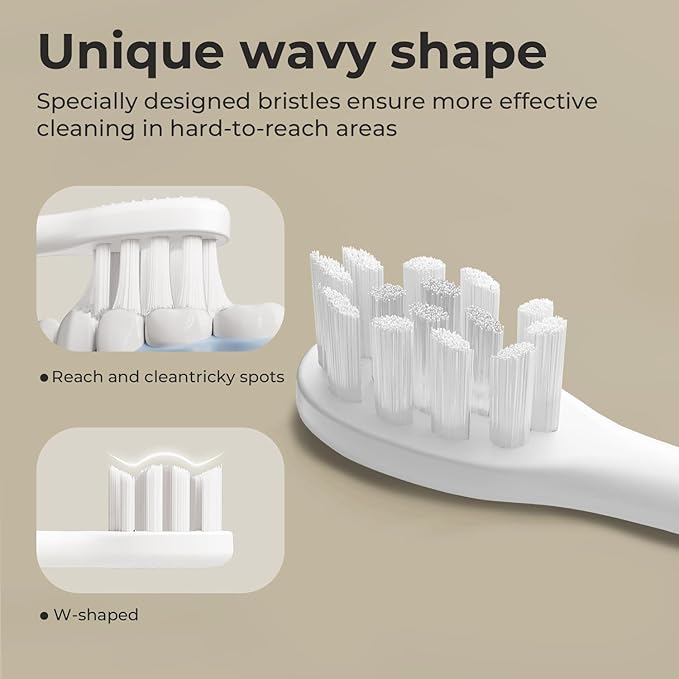 Oday Electric Toothbrush Heads, Long-Lasting Replacement Brush Heads, Compatible Only with Sonic Electric Toothbrush White - Pack of 3
