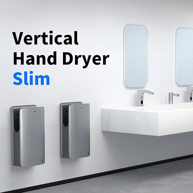 AIKE HEPA Filtered Vertical Hand Dryer Slim, 110-130V Silver Model AK2065