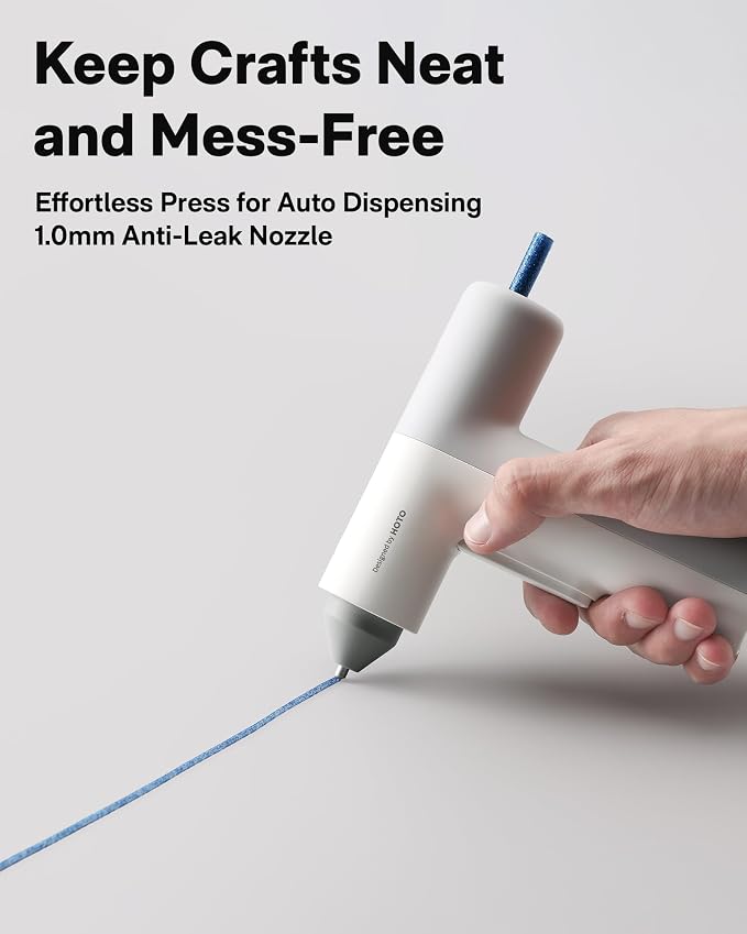 HOTO Cordless Auto Dispensing Glue Gun, Easyflow Hot Glue Gun with 40 Glue Sticks, 30s Fast Heating, 3000mAh USB-C Rechargeable, Anti-Scald & Anti-Drip, Ideal for DIY Crafts, Home Repairs & Decoration