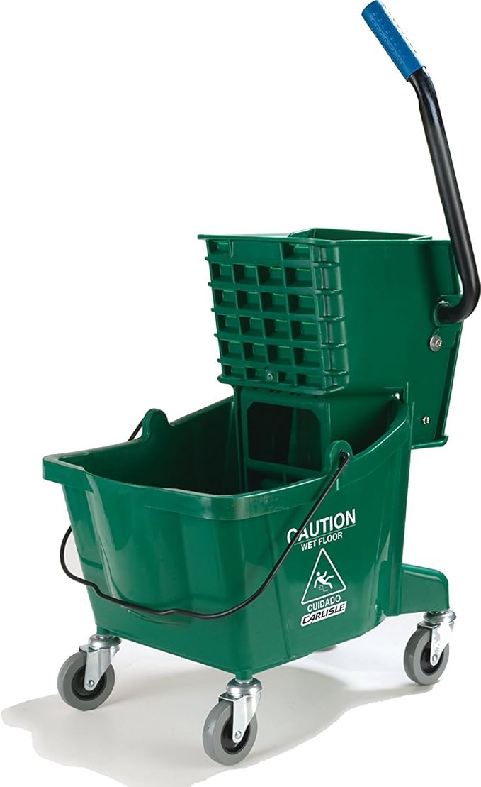 SPARTA Commercial Mop Bucket with Side Press Wringer, Floor Cleaning Essentials for Commercial and Home Use 26 Quart Capacity, 1 Count, Green