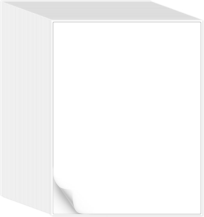 L LIKED 1500 Full Sheet Printable Sticker Paper, 8.5" x 11" White Matte Labels - 1 Label Per Sheet, Laser & Inkjet Printer Compatible, Bulk Pack for Shipping, Home & Office