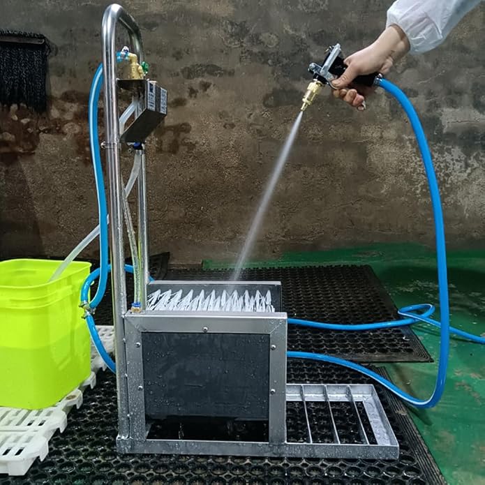 Stainless Steel Boot Scraper & Shoe Cleaning Machine | With Water Spray Gun,Automatic Mud Remover Boot Washer for All Livestock Farm Rain Boots