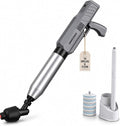 Electric Toilet Plunger and Disposable Brush Bundle, Heavy Duty High Pressure Air Unclogger Tool, 360° Toilet Wand Cleaning System with Caddy & 6 Refills