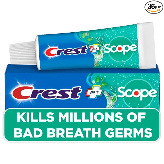 Crest Complete Whitening Plus Scope Multi-benefit Fluoride Toothpaste, Minty Fresh, 0.85 Ounce (pack Of 36)