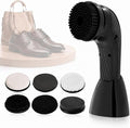 Handheld Electric Shoe Polisher, Rechargeable Shoe Shine Kit with 6 Brush Heads, Ergonomic Grip and Compact Storage Base for Cleaning and Polishing Leather Shoes, Bags, Boots and Upholstery
