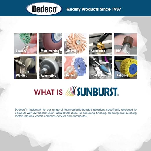 Dedeco Sunburst Radial Bristle Discs 48-Pack - 7/8" Curved - White 120 Grit (Medium) - Aluminum Oxide for Polishing & Finishing