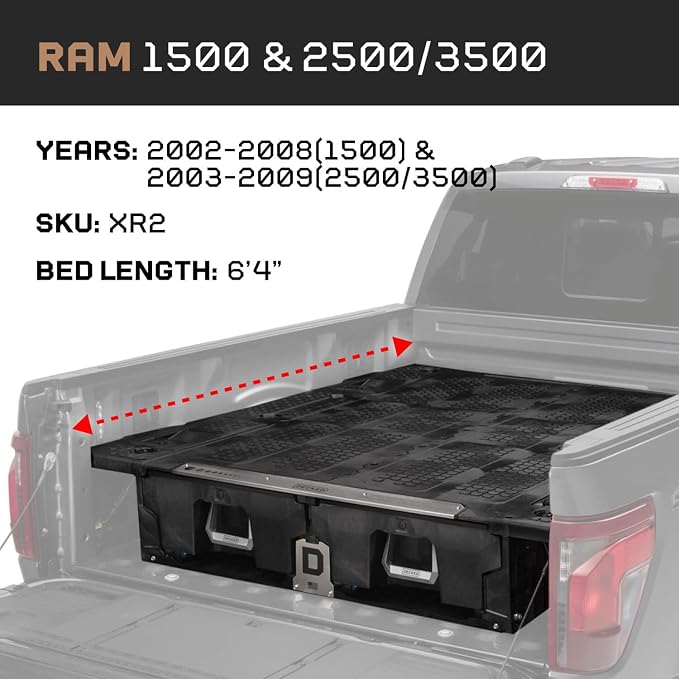 DECKED Truck Bed Storage System with System Accessories | Compatible with RAM 1500 2002-2008 & 2500/3500 2003-2009 6'4"