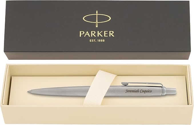 Parker Jotter Ballpoint Pen, Stainless Steel with Chrome Trim, Custom Engraved — Graduation, New Job, Promotion, or Office Gift