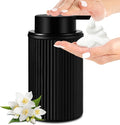 KASUNTING Matte Black Foaming Soap Dispenser, Ribbed Glass Foam Hand Soap Dispenser for Bathroom, 11 Fl Oz Refillable Foaming Bottle with Black Pump, Modern Dish Soap Foam Dispenser