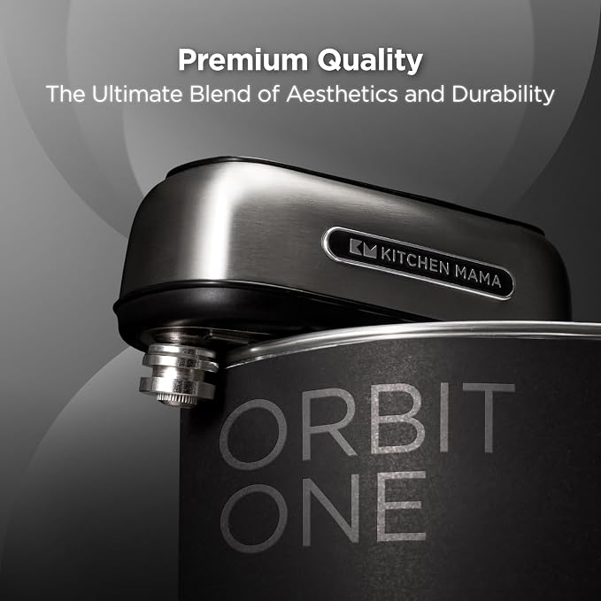Kitchen Mama Orbit One Stainless Steel Rechargeable Electric Can Opener | Hands-free, USB-C Charging, Automatic Stop, Smooth Edge, Heavy Duty