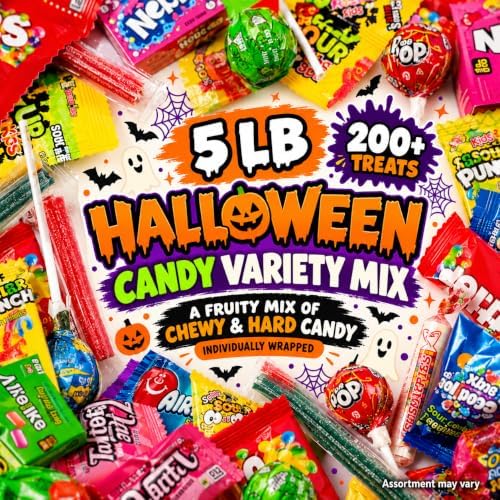 Bulk Candy Variety Pack 5 LB Halloween Individually Wrapped Pinata Mix