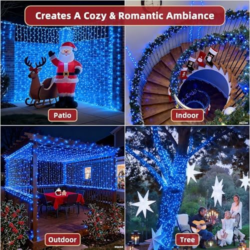 470FT Christmas Lights Outdoor, 1500 LED Christmas Tree Decoration Lights with 12 Modes & Timer Memory, Dimmable Plug in Waterproof LED Xmas Light for Yard Trees Wedding Party Holiday Blue