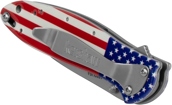 Kershaw Leek, BlackWash Pocket Knife (1660BLKW); 3 Sandvik 14C28N Steel Blade, 410 Stainless Steel Handle, BlackWash Finish, SpeedSafe Assisted Open, Frame and Tip Locks, Reversible Pocketclip; 3 OZ