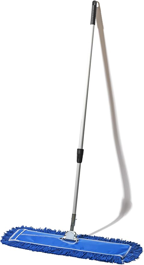 24 Inch Blue Commercial Dust Mop & Floor Sweeper with Extendable Handle – Mop for Hardwood, Tile, and Concrete Floor Cleaning