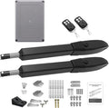 JUJIANG Automatic Gate Opener with Remote Complete Kit for Swing Gate Up to 770lb 16FT per Arm, Electric Gate Opener Medium Duty Dual Swing Gate Opener Automatic Gate Motor 60W AC Powered PKM-C026