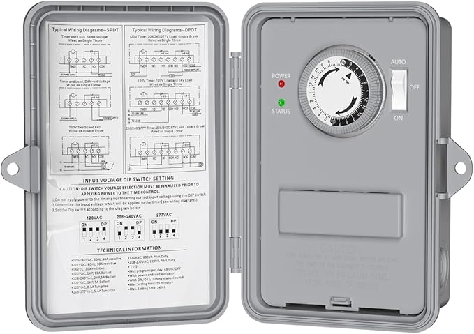 BN-LINK Pool Pump Timer, Outdoor Mechanical Timer Box, Heavy Duty 24 Hour Programmable, 2HP 40A Max, 120, 240, 277 VAC, for Pool Pump, Water Heater, Fans, SPA, ETL Listed