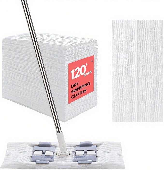 Upgraded Thickened XL Dry Sweeping Cloths - Disposable Mop Refills Compatible with Sweeper | Pet-Friendly for Hardwood Floor Dust & Floor Cleaning(120Count)