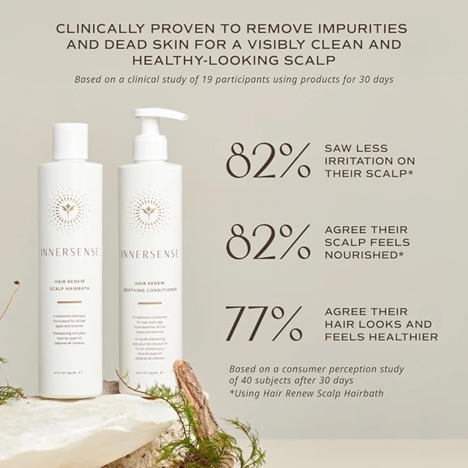 INNERSENSE Organic Beauty - Hair Renew Scalp Balance Duo with Hairbath + Conditioner (10 fl oz each) | Non-Toxic, Cruelty-Free, Clean Haircare