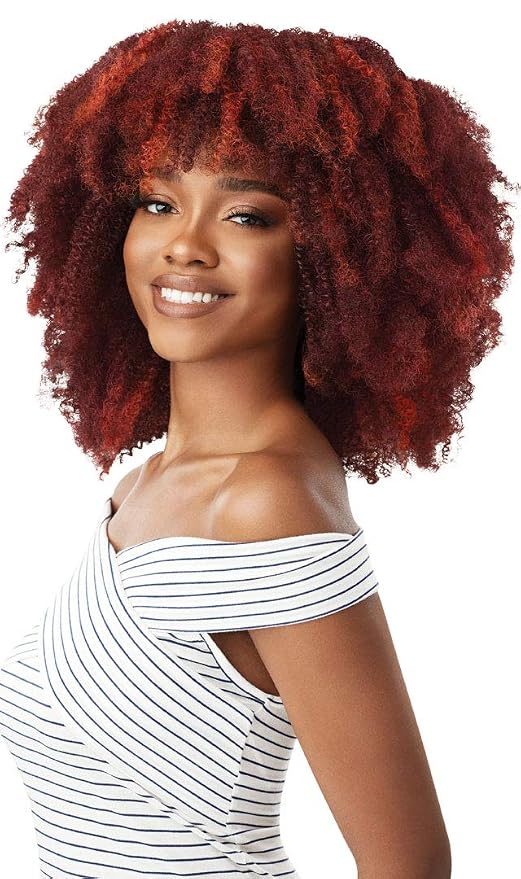 Outre BIG BEAUTIFUL HAIR CLIP-IN Blends Perfectly w/Curly & Textured Hair Creates Longer Fuller Looks 100% Human Hair Premium Blend Limitless Quick Styling - 4C CORKSCREW AFRO (2T1/BU)