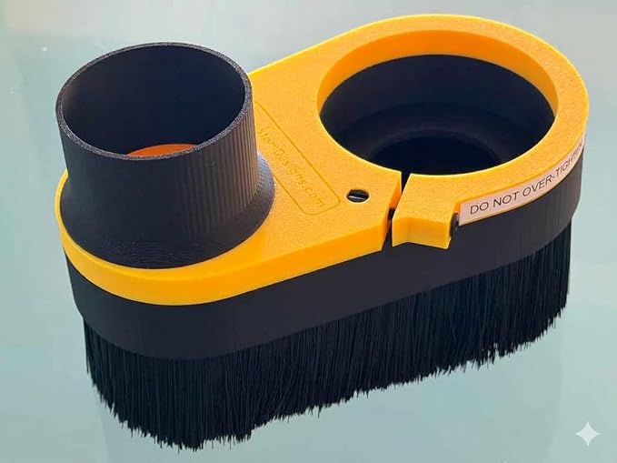 CNC Brush Dust Shoe for 90mm Router/Spindle – Magnetic Quick-Release Split Base, 2-1/2" Vacuum Port, CNC Dust Boot for Router & Milling Machine